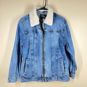The Tubbo Moment By The Sea Denim Trucker Jacket Super Cool Sherpa Collar Meduim